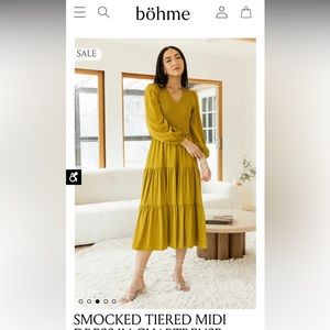 Smocked tiered midi dress